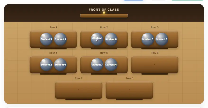 A random seating chart built from a class roster