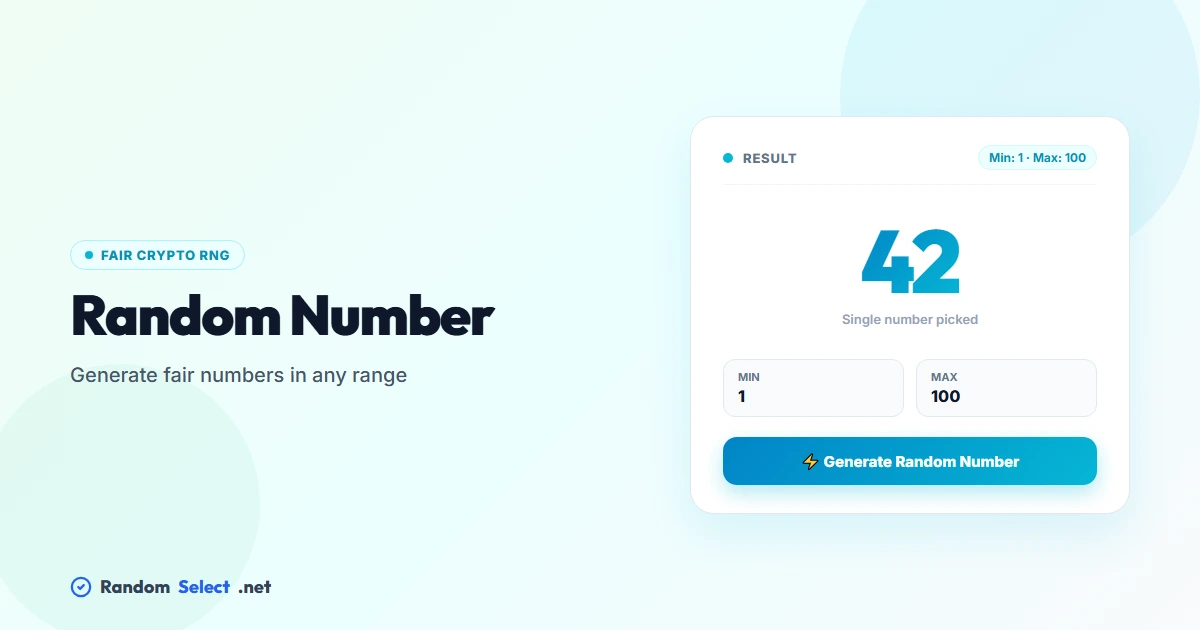 Random Number Generator — Free Fair Picker Online
